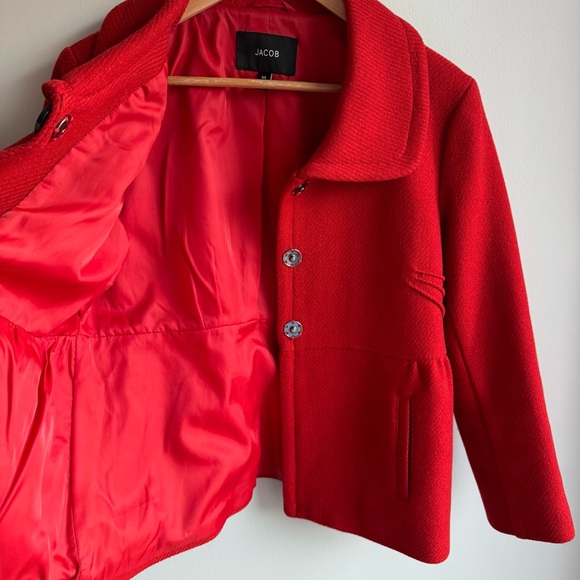 Jacob Women's Bold Scarlet Pea Coat - Picture 10 of 13